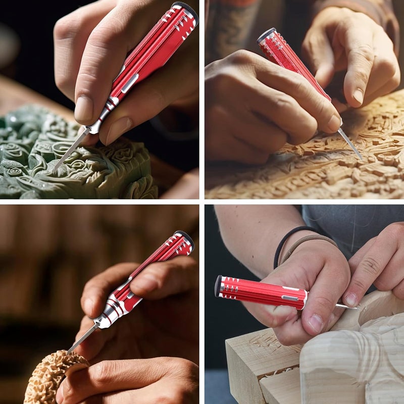 DULIWO Prime Model Scriber Gundam Resin Carved Scribe Line Hobby Cutting Tool Chisel, 7 Model Chisel Blades (0.1/0.2/0.4/0.6/0.8/1.0/2.0mm) with Rubber Cap + Carving Masking Tape 3mmx20m (Red) - Image 2